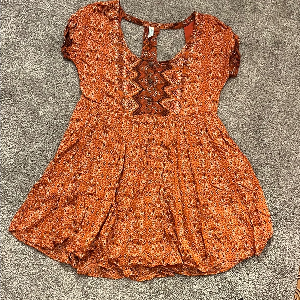 Free People Sundown Babydoll Tunic Dress with Cut Out Design